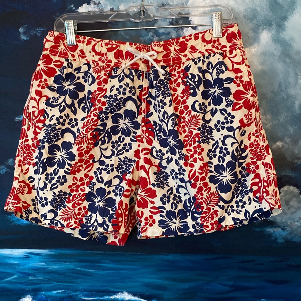Soobaya Hawaiian Tropical Print Swim Trunks